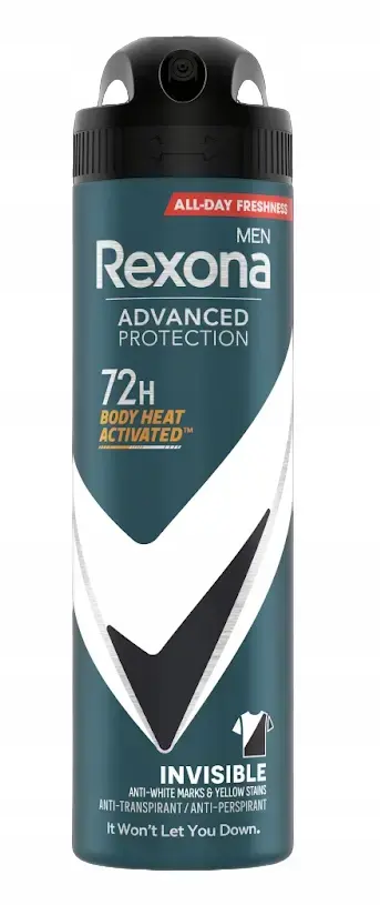 Rexona Advanced Antiperspirant Protection Against White and Yellow Stains 72 Hours for Men Invisible 150ml