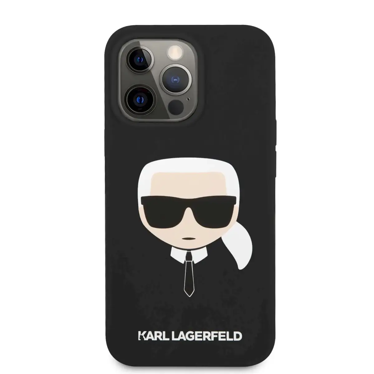 KLHCP13XSLKHBK Karl Lagerfeld Liquid Silicone Karl Head Case for iPhone 13 Pro Max Black