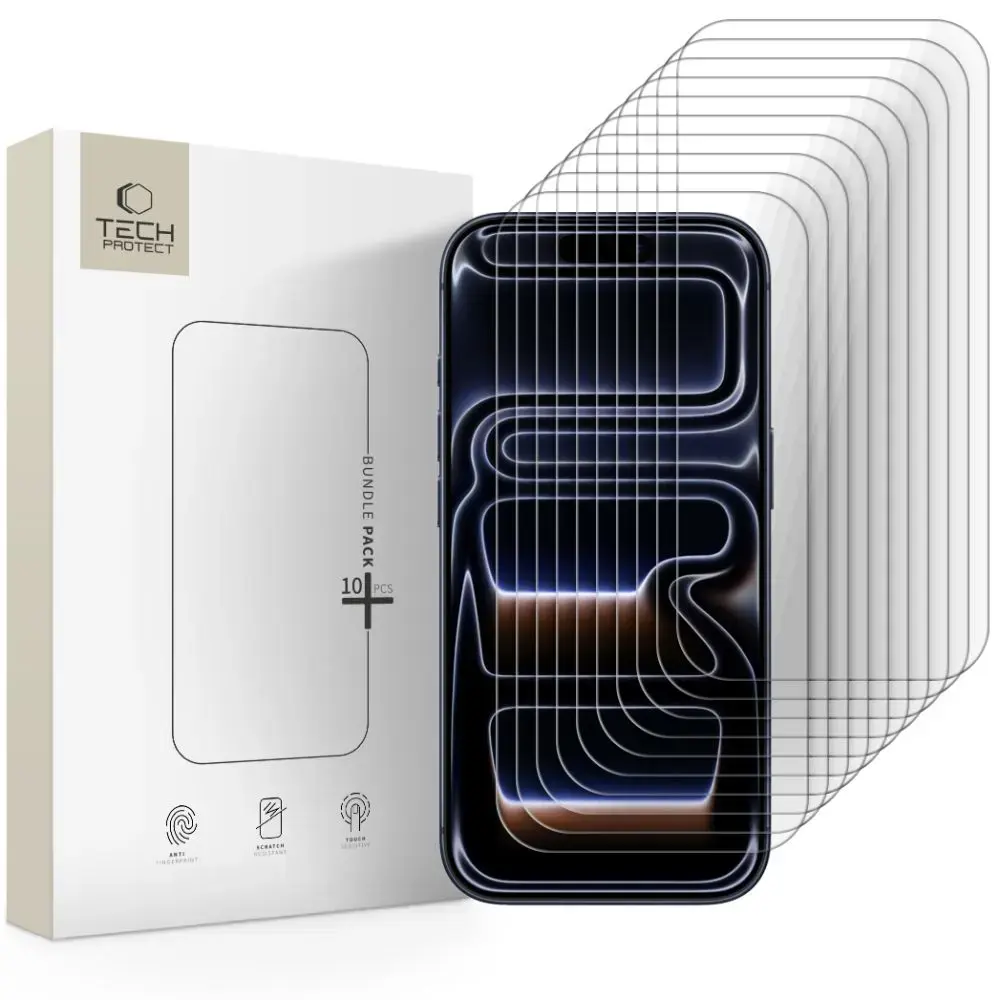 SZKŁO HARTOWANE TECH-PROTECT BUNDLE 10-PACK IPHONE 16 PRO / 17 / 17 PRO CLEAR