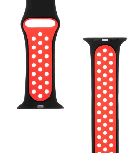 Tactical 163 Double Silicone Band for Apple iWatch 1|2|3|4|5|6|7|SE 42|44|45mm Black|Red