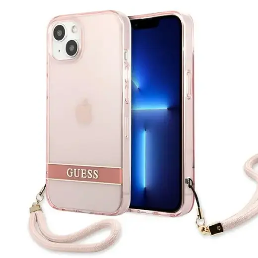 Guess GUHCP13SHTSGSP iPhone 13 mini 5,4" różowy|pink hardcase Translucent Stap