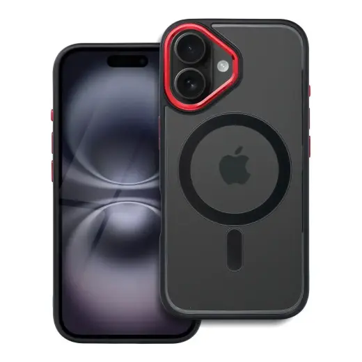 Case for iPhone 16 Color Edge Mag Cover compatible with MagSafe black-red