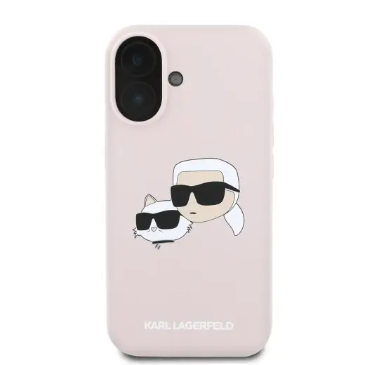 Karl Lagerfeld Liquid Silicone Double Heads MagSafe Case for iPhone 16 Pink