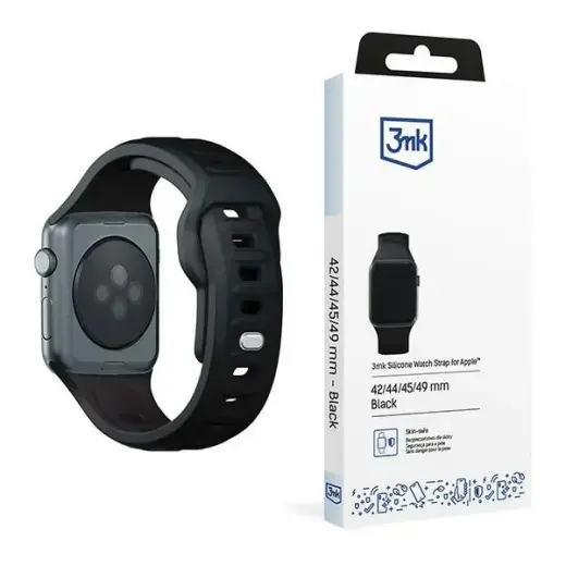 3mk Protection smartwatch strap for Apple Watch (42/44/45/49 mm) | Silicone | black