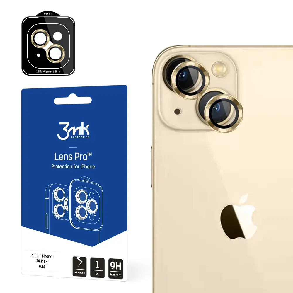 Apple iPhone 14 Plus - 3mk Lens Protection Pro Gold screen protector