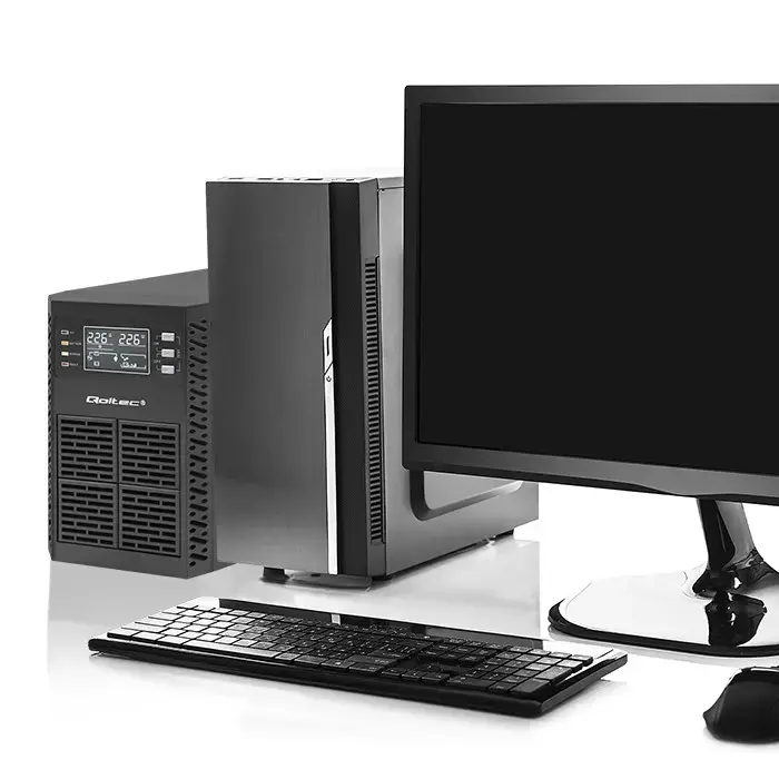 Qoltec Uninterruptible Power Supply UPS | 2kVA | 2000W | Power factor 1.0 | LCD | EPO | USB | On-line