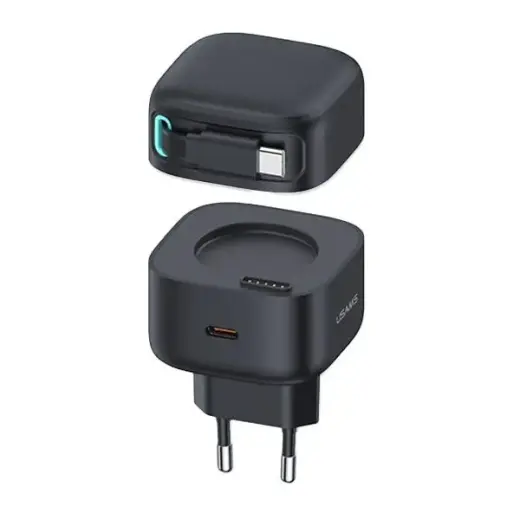USAMS XMF Series CC202TC01 tīkla lādētājs | 35W | GaN, PD, QC | USB-C | melns