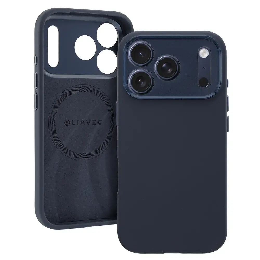 Liavec Silk Shield maciņš ar MagSafe atbalstu telefonam iPhone 17 Pro Max tumši zils