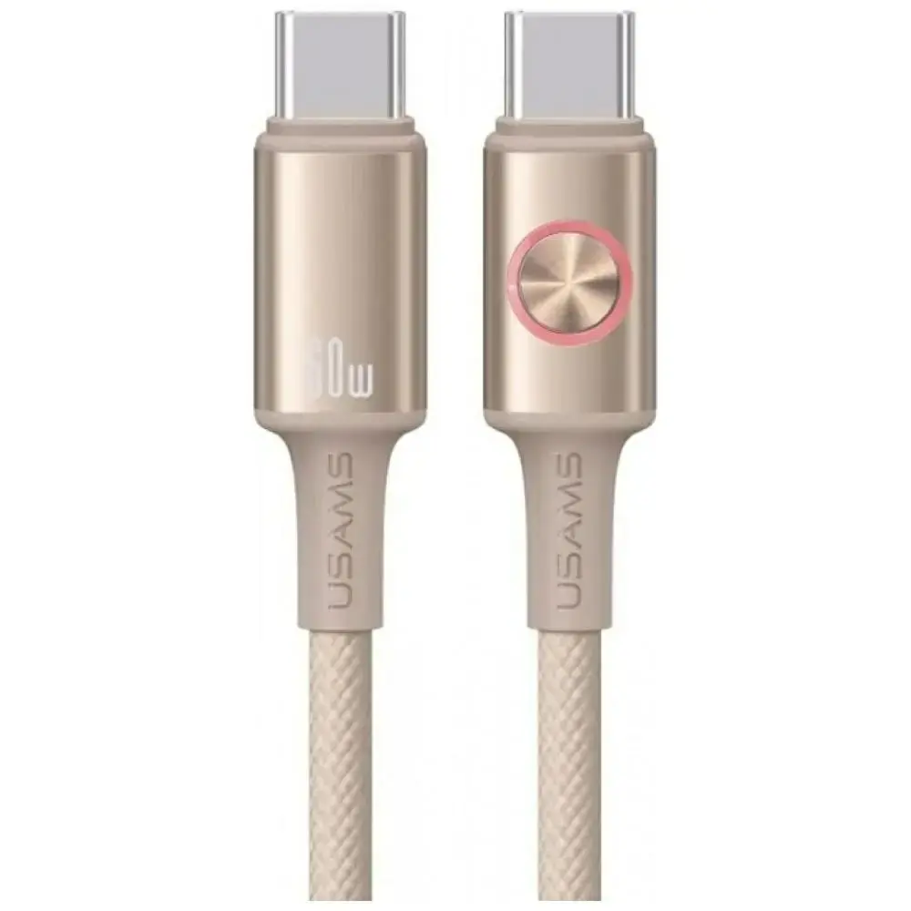 USAMS Huan Series SJ752 datu pārraides un uzlādes vads | USB-C uz USB-C | 60W | 1.2m | brūns