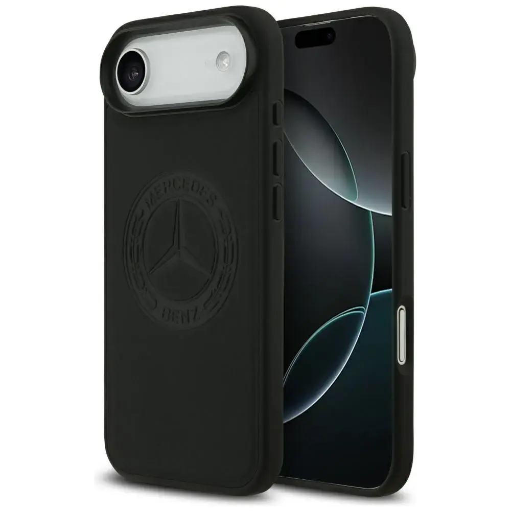 Mercedes Leather Vintage Logo maciņš ar MagSafe atbalstu telefonam iPhone 17 Air melns