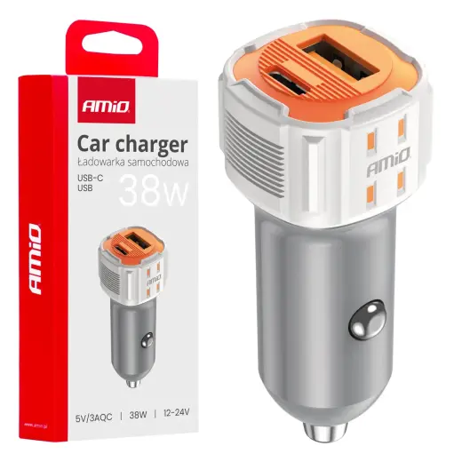 AMiO AMiO-03883 auto lādētājs | 38W | USB-A, USB-C