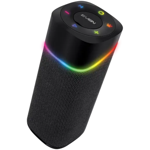2.0 portable speaker SVEN PS-155, black, power output 2x5 W (RMS), TWS, Bluetooth, FM, USB, lithium battery