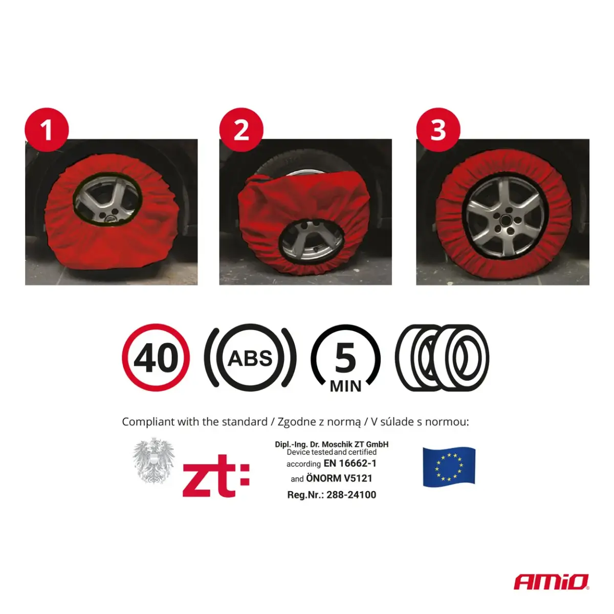 Textile snow chains XXL EN16662-1 Önorm V5121 2 pcs AMIO-04084