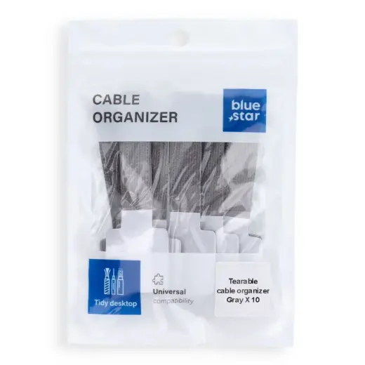 Blue Star PJ-COZ413 self-adhesive cable tie with Velcro- gray (10 pcs.)