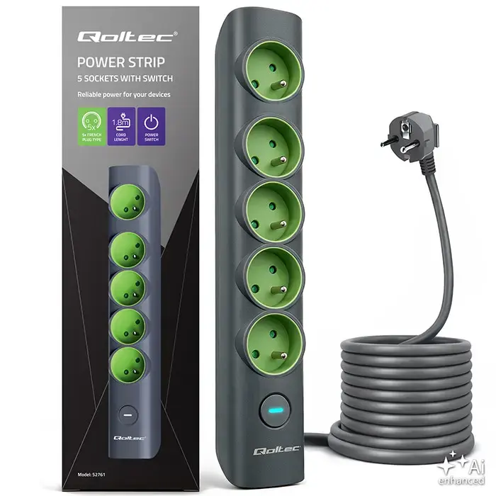 Qoltec Power strip with backlit switch
