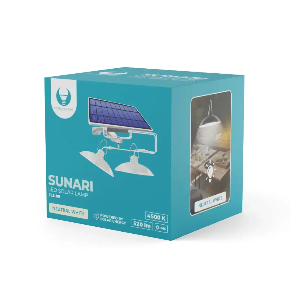 Forever Light Solar LED Double Lamp SUNARI FLS-80 6W 520lm 4500K 5500mAh Li-Ion