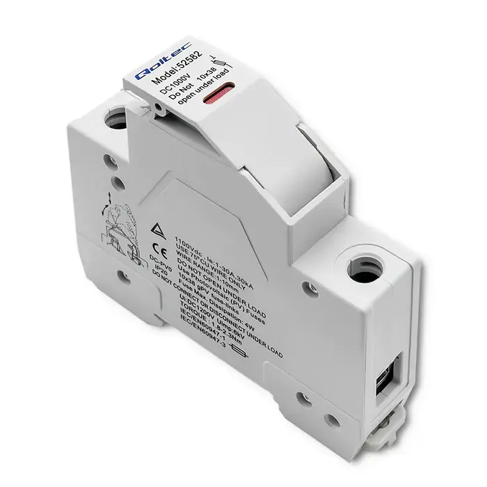Qoltec Fuse base with diode + DC fuse| 1P|1000V |30A |10x38 |solar