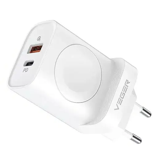 Veger W002E tīkla lādētājs | 25W | PD, QC, PPS | USB-C, USB-A | balts