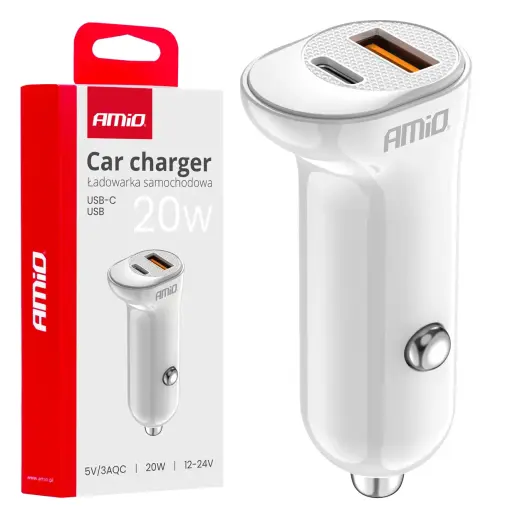 AMiO AMiO-03875 auto lādētājs | 20W | USB-A, USB-C