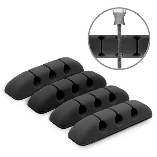 Ringke set 4x silicone self-adhesive cable organizer organizer cable clip holder black (ACOR0002)