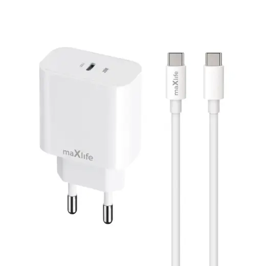 Maxlife MXTC-06 tīkla lādētājs | 20W | PD | QC | USB-C | balts