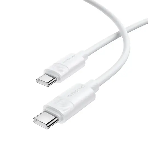 Borofone BX123 Leya duomenų perdavimo ir įkrovimo laidas | USB-C į USB-C | PD | 60W | 1m | baltas