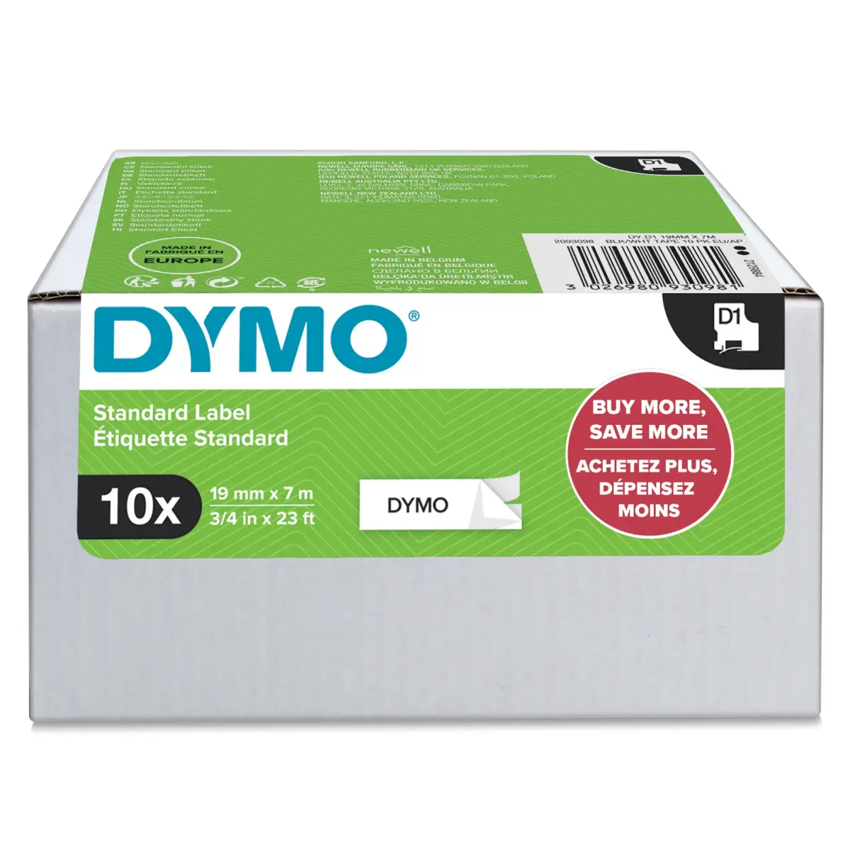 DYMO Label 2093098 / 2093098 Black, white 10-Pack