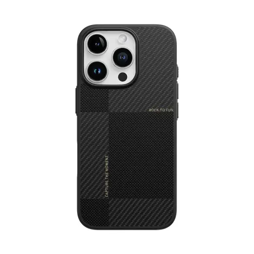 Rock Ultra Thin Aramid Fiber Kevlar 600D telefono dėklas iPhone 16 Pro juodas