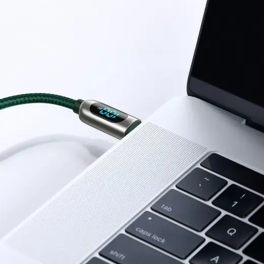 Baseus USB Type C - USB Type C kabelis 100 W (20 V | 5 A) 1 m Power Delivery ar ekrāna jaudas mērītāju balts (CATSK-B06)