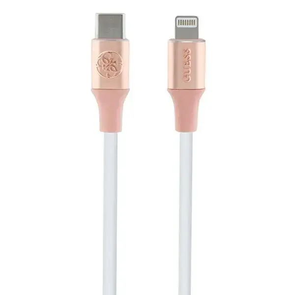 Guess datu pārraides un uzlādes vads | MFI | USB-C uz Lightning | 1.5m | rozā