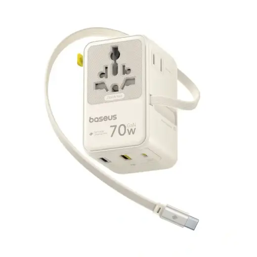 Baseus EnerCore CG11 tīkla lādētājs | 70W | USB-C, USB-A | ar USB-C vadu komplektā | balts