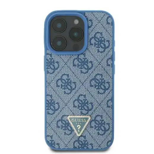 Guess GUHCP16SP4TDPB iPhone 16 6.1" niebieski|blue hardcase Leather 4G Triangle Strass MagSafe