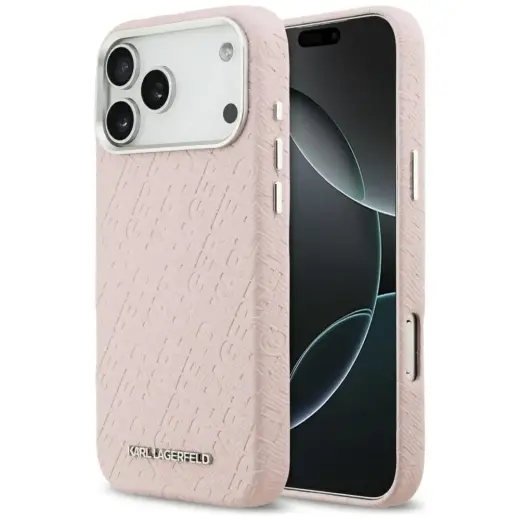 Karl Lagerfeld FW Stamped Karl MagSafe Case for iPhone 17 Pro Max Pink