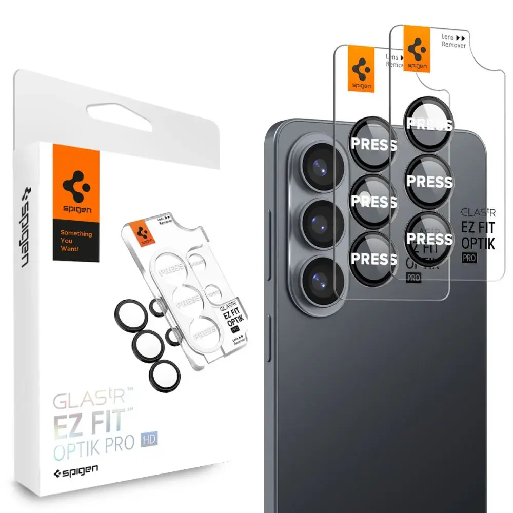 Spigen Glas.Tr Ez Fit Optik Pro HD Camera Cover 2-pack for Samsung Galaxy S26 - Black