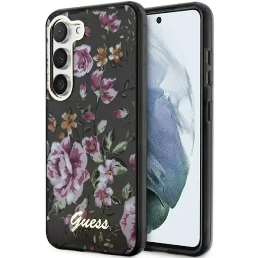 Guess GUHCS23SHCFWSK S23 S911 czarny|black hardcase Flower Collection