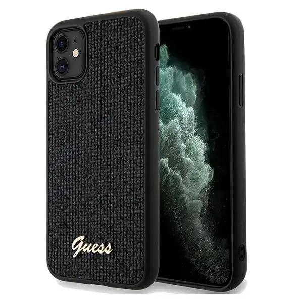 Guess GUHCN61PMSDGSK iPhone 11 | Xr 6.1" czarny|black hardcase Disco Metal Script