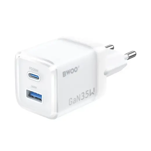 Зарядное устройство BWOO CDA222 | 35W | PD, QC, GaN | USB-C | белое