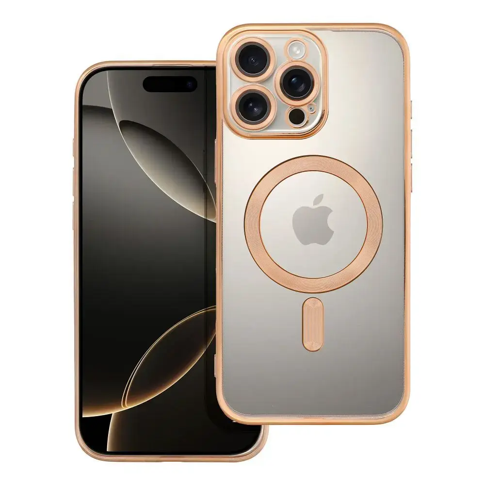 Electro Mag maciņš ar MagSafe atbalstu telefonam iPhone 16 Pro Max zelta krāsā