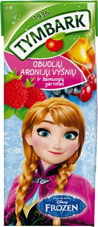 Sulas dzēriens TYMBARK Frozen, Ābolu-aroniju-ķiršu-zemeņu, 0.2l
