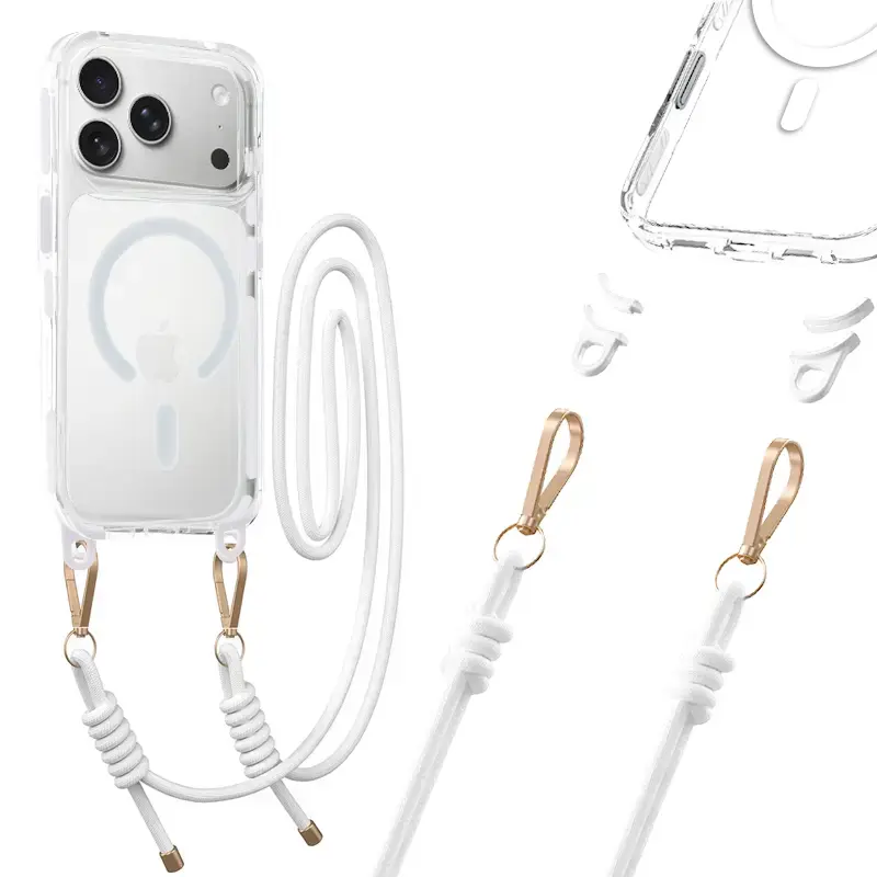 Tel Protect Strap Clear Case for Iphone 17 Pro white