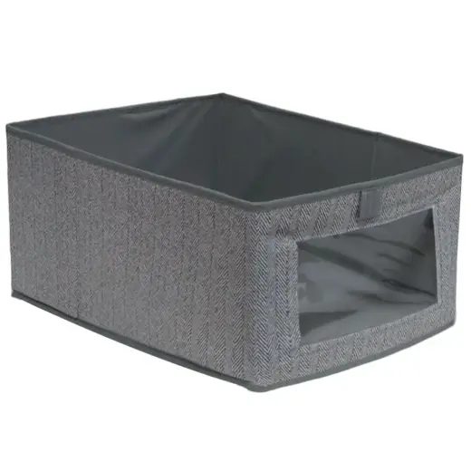 Uzglabāšanas kaste 40x25x20cm ar logu, pelēka