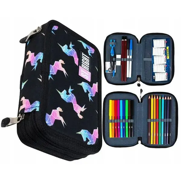 Piórnik Podwójny z WyposażeniemStright PC-04 tęczowe jednorożce/rainbow unicorns