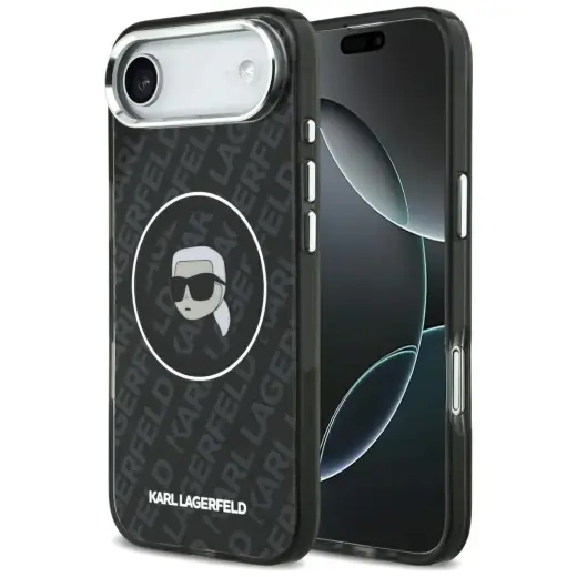 Karl Lagerfeld IML Karl Head Logo telefono dėklas su MagSafe palaikymu iPhone 17 Air juodas
