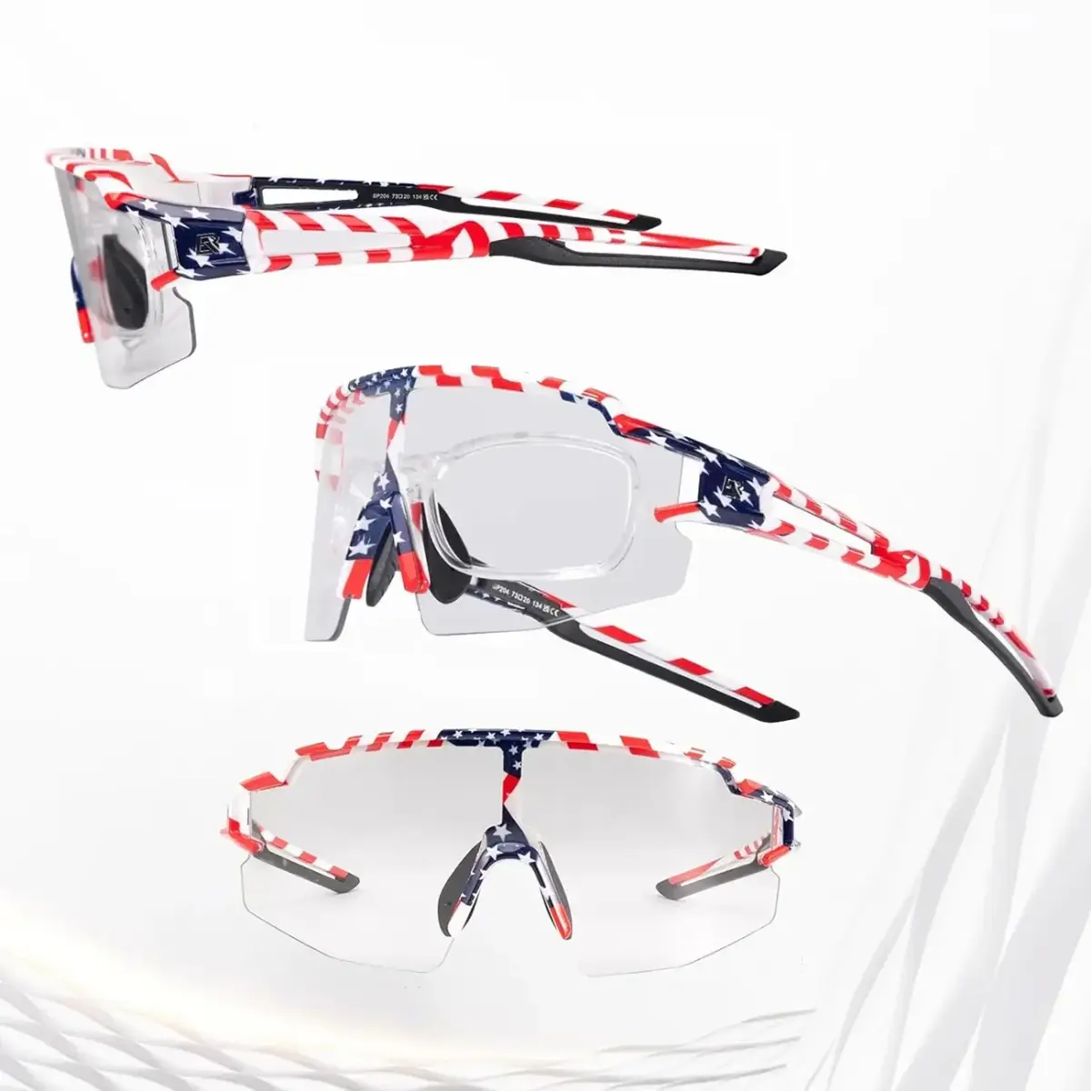 Rockbros Cycling Glasses Photochromic with UV Protection and Corrective Insert 14120008002 - USA Pattern - White