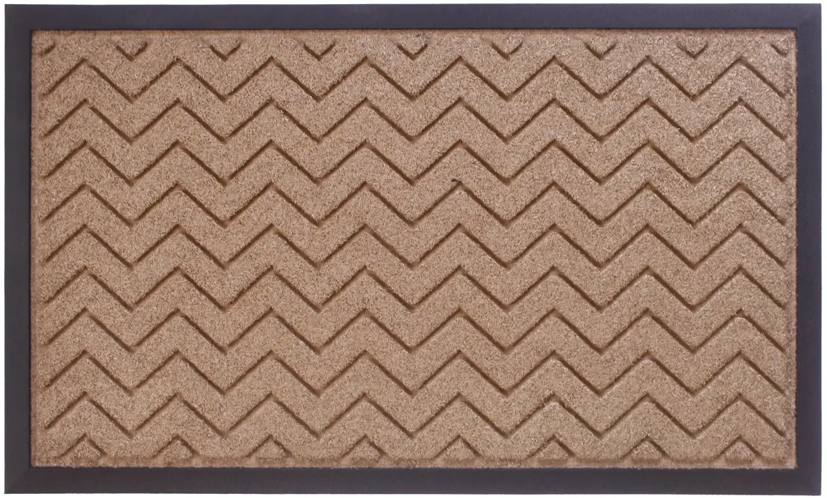Doormat 45x75cm beige zigzag