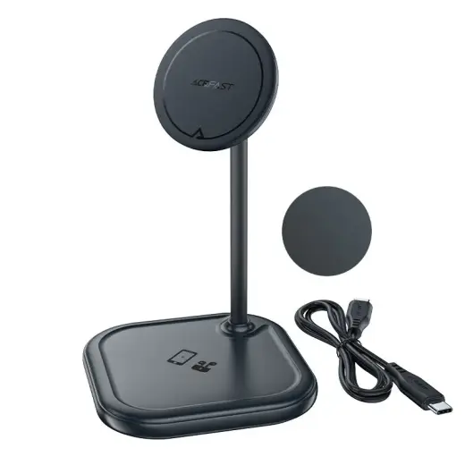 Acefast E6 2-in-1 juhtmevaba laadija | Qi | Ühildub MagSafe'iga | 15W | hall