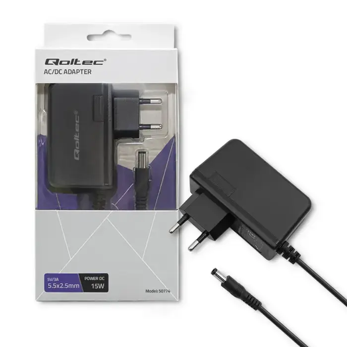 Qoltec Plug-in power supply 15W | 5V | 3A | 5.5*2.5