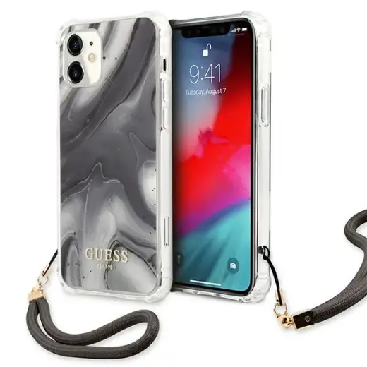 Guess GUHCP12SKSMAGR Marble Collection чехол для телефона iPhone 12 Mini серый