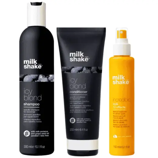 Set Milk Shake: Icy Blond, Hair Shampoo, 300 ml + Icy Blond, Hair Conditioner, 250 ml + Incredible, Hair Oil Treatment, Protects, 150 ml