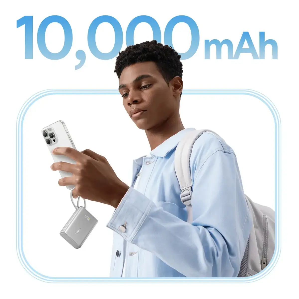 Baseus PicoGo 10000mAh 45W Powerbank with Digital Display and Built-in USB-C Cable - Titanium